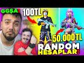 100TL’ye FULL HESAP? 100TL vs 50.000TL UCUZ ORTA PAHALI RANDOM İZLEYİCİ HESAPLARI! PUBG Mobile GGŞA