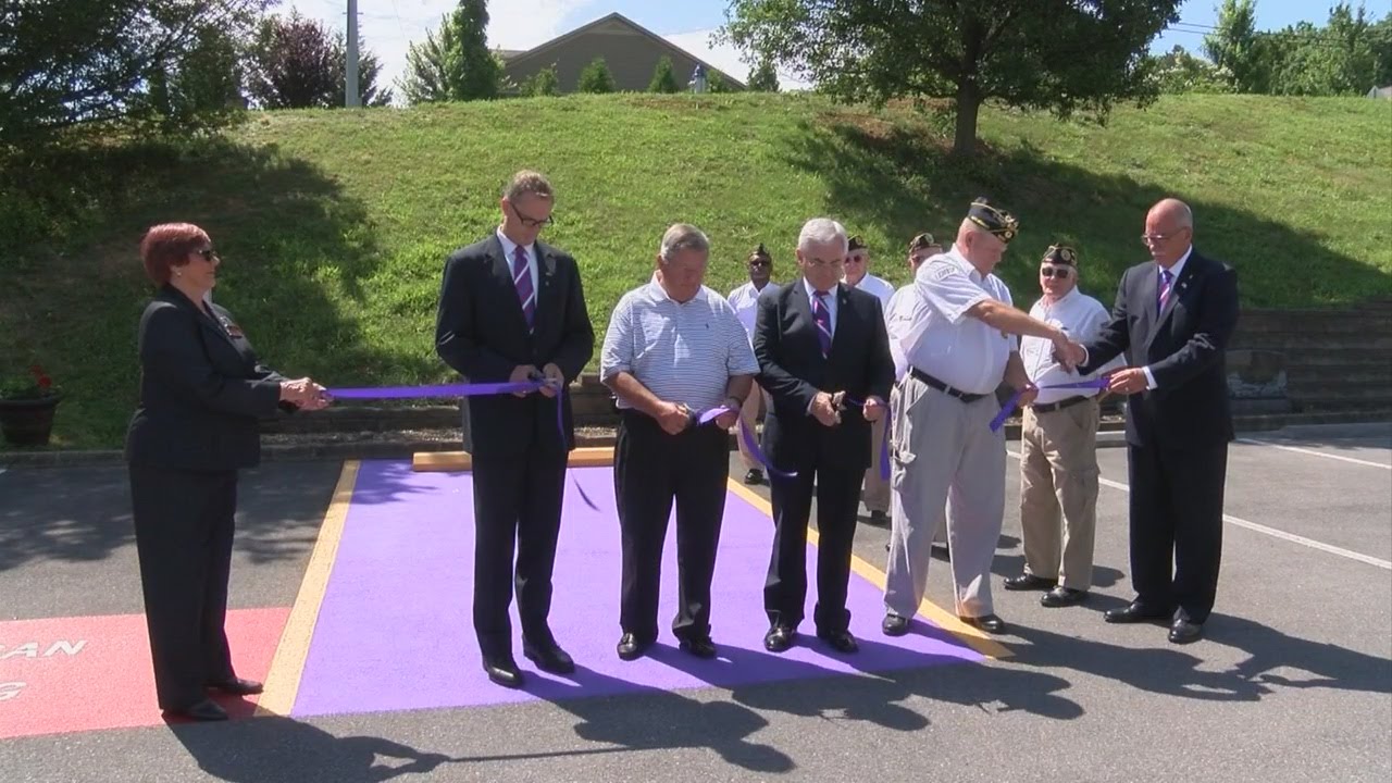 Two parking spots newly designated for combat wounded veterans at