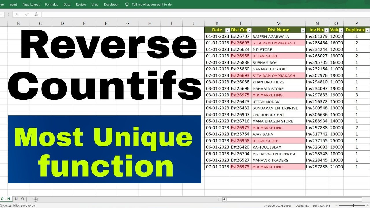 reverse countifs | remove previous data & keep only updated data | excel tricks
