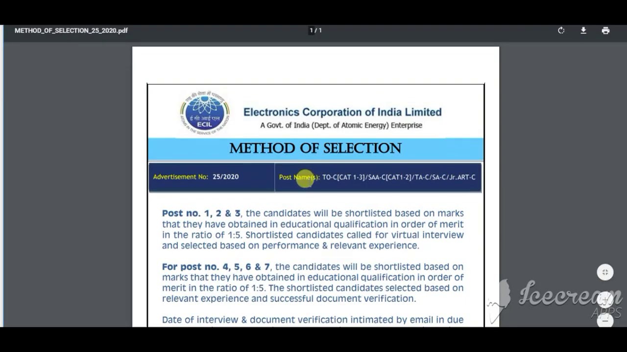 ECIL Recruitment Notification 2020| ECIL Technical Officer Recruitment apply online 2020