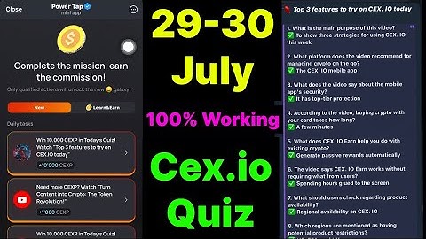 Cex.IO Quiz Answers Today 29 & 30 July | Cex.io Daily Quiz | Cex io daily combo | Cex.io daily quiz