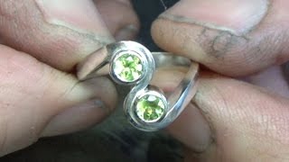 Stone set double loop ring
