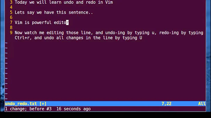 Vim Tutorial - Undo Redo Command