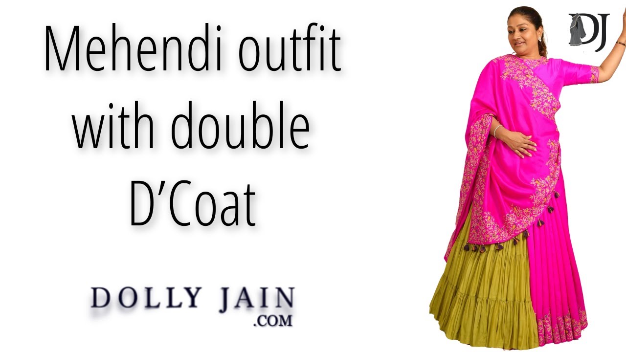 Mehendi outfit with double D'Coat Dolly Jain mehendi drape with a