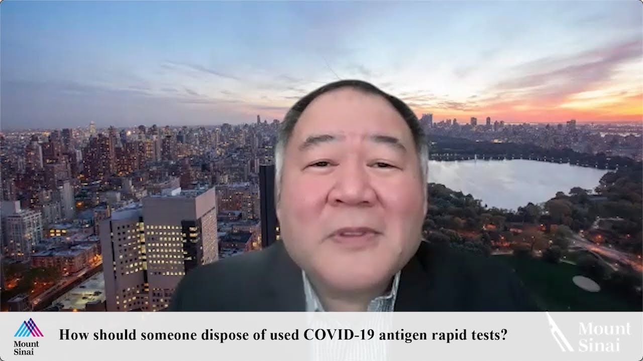 How should someone dispose of used COVID-19 antigen rapid tests?