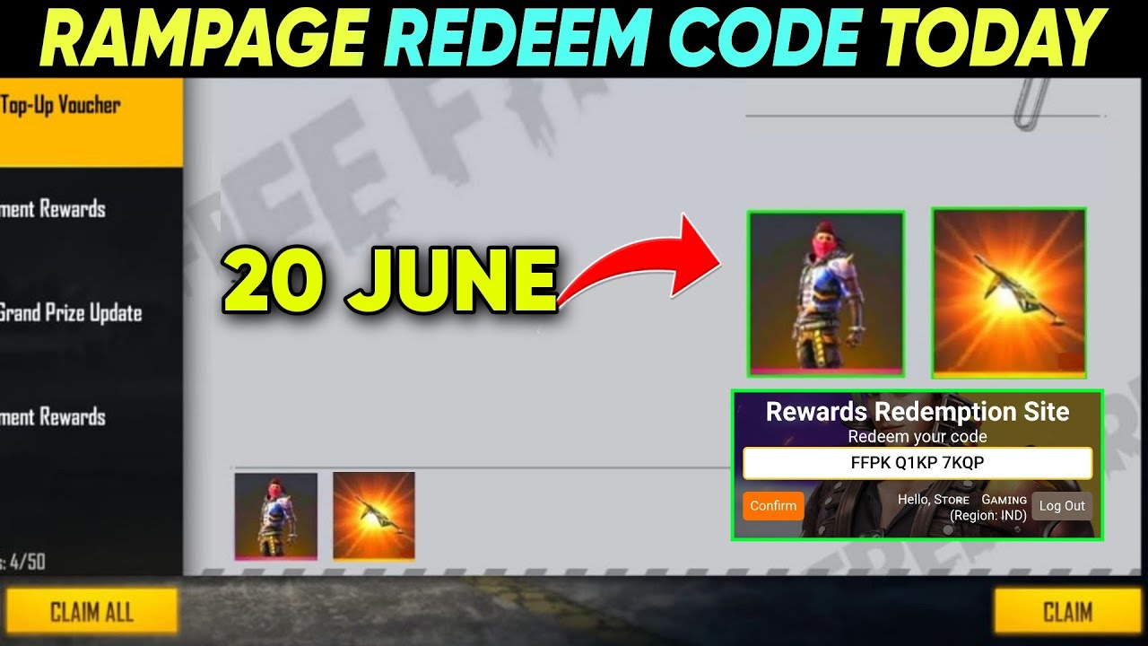 20 JUNE REDEEM CODE FREE REWARDS | RAMPAGE REDEEM CODE REWARD