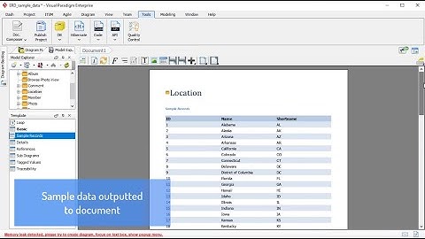 Output Entity Sample Data to Document