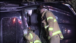 Mashpee Firefighters free entrapped woman  from single car rollover
