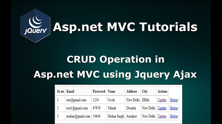 CRUD Operations in Asp.net MVC using Jquery JSON Ajax