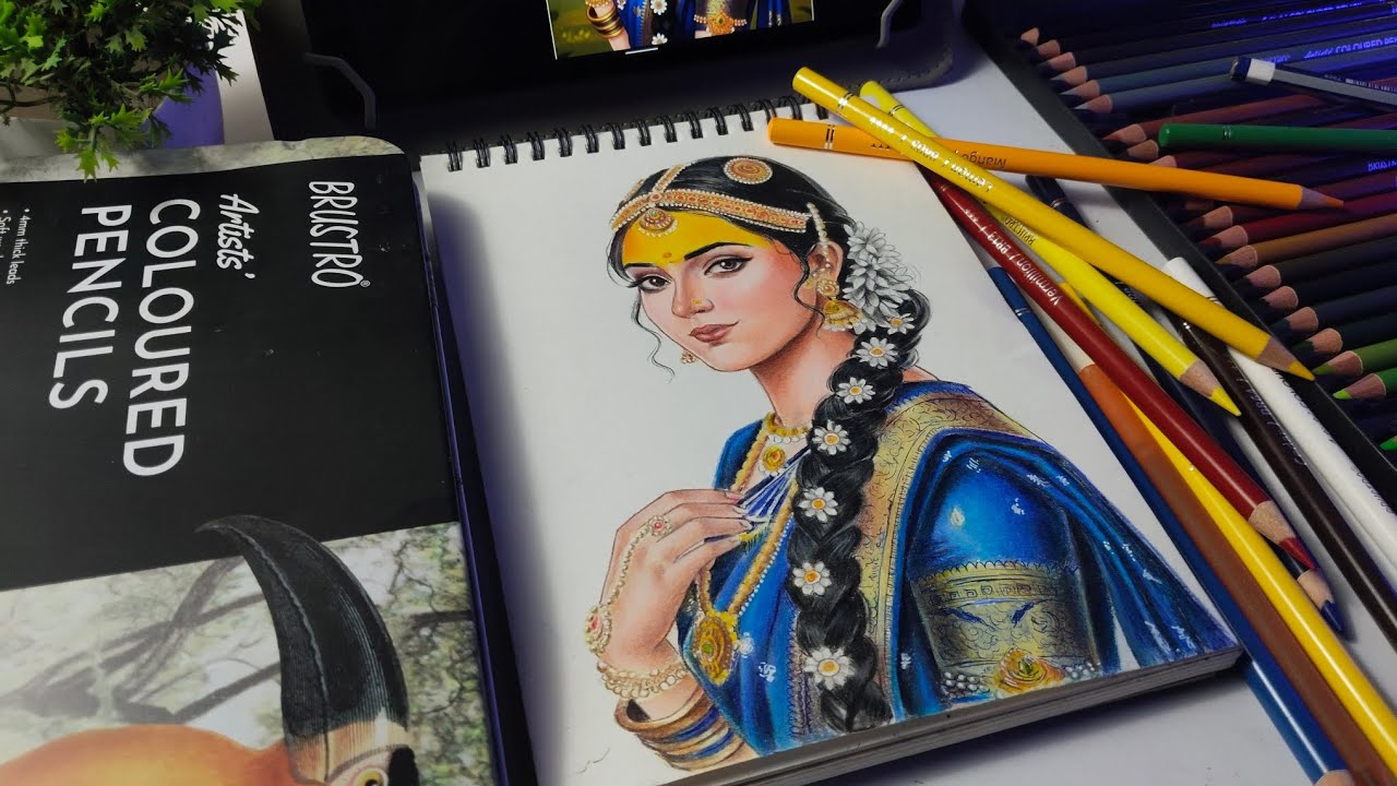 🌸 Shree Radha Rani Drawing (Part 2) | BRUSTRO Colour Pencil Shading 🎨✨
