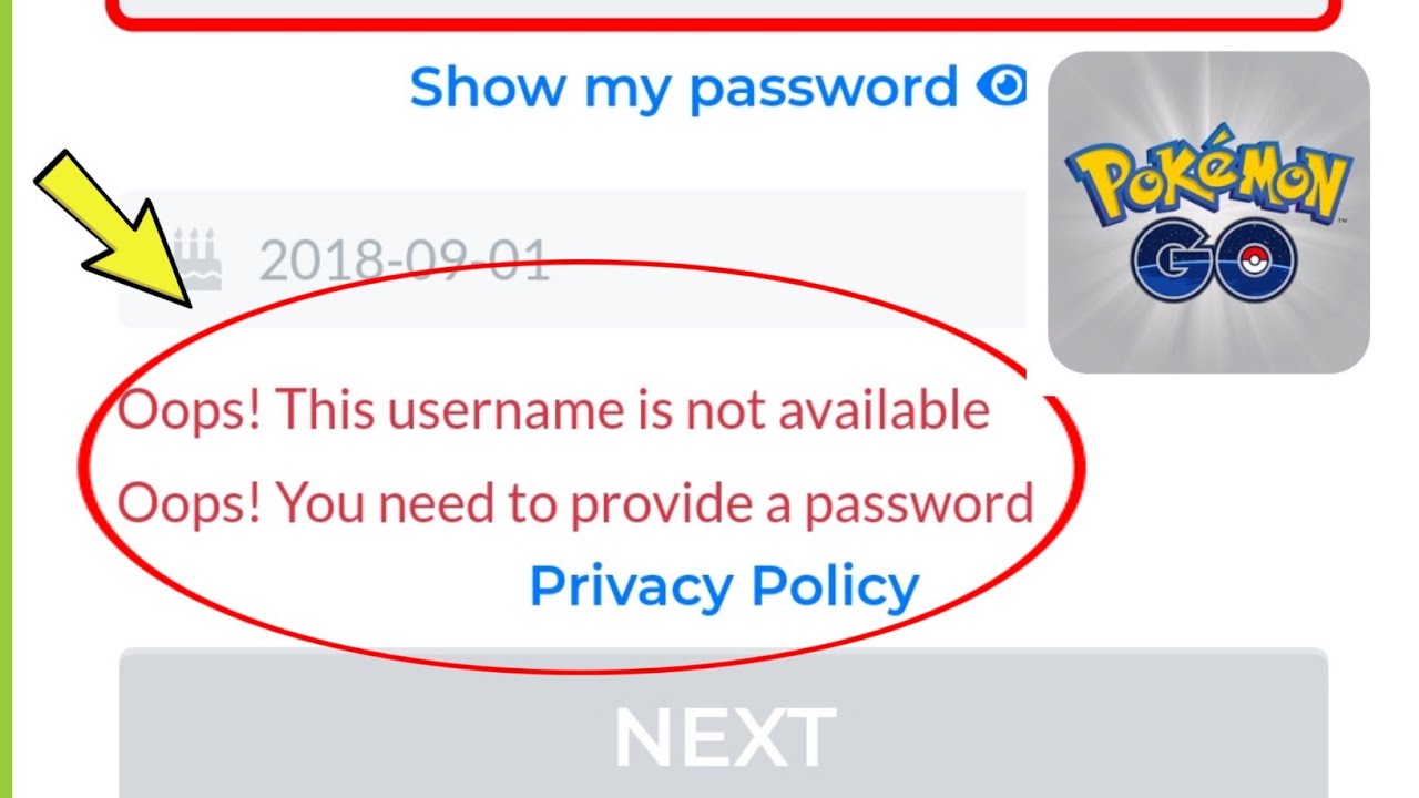 Fix Pokemon Go Oops! This username is not available Problem Solve