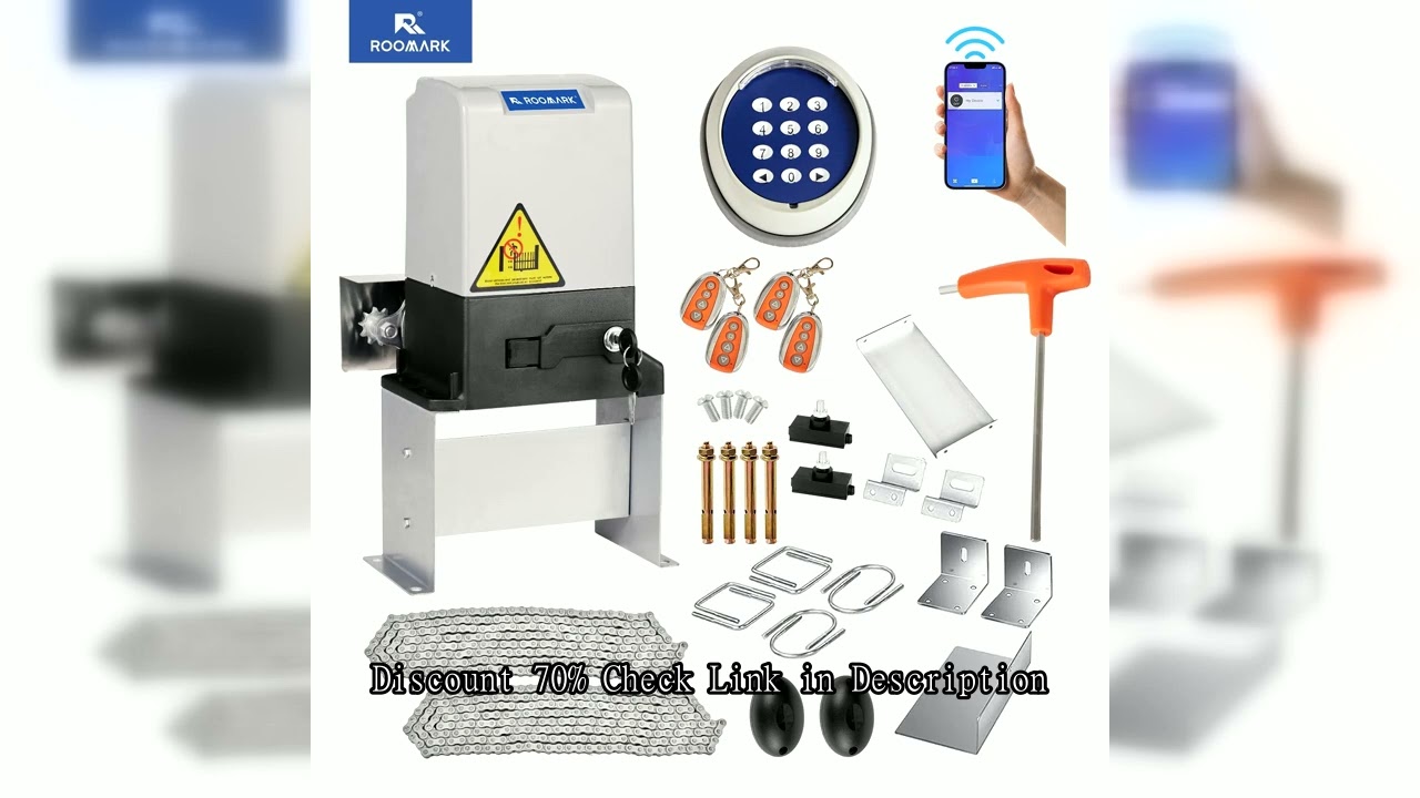 ROOMARK Automatic Sliding Gate Opener Kit Electric Operate Rack Driven Motor 4000 lbs 4 Remote Contr