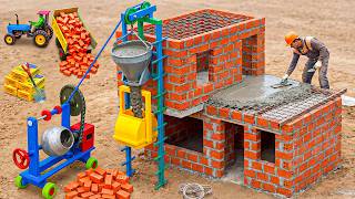 Diy Mini Tractor Creates Amazing Brick House With Cement 🏗️ 🏠 | Construction Science Project