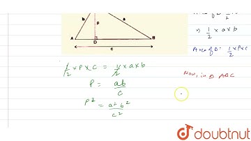In triangle ABC, /_ABC= 90^(@), AB= c unit, BC= a unit, AC=b unit, CD is perpendicular to AB and...