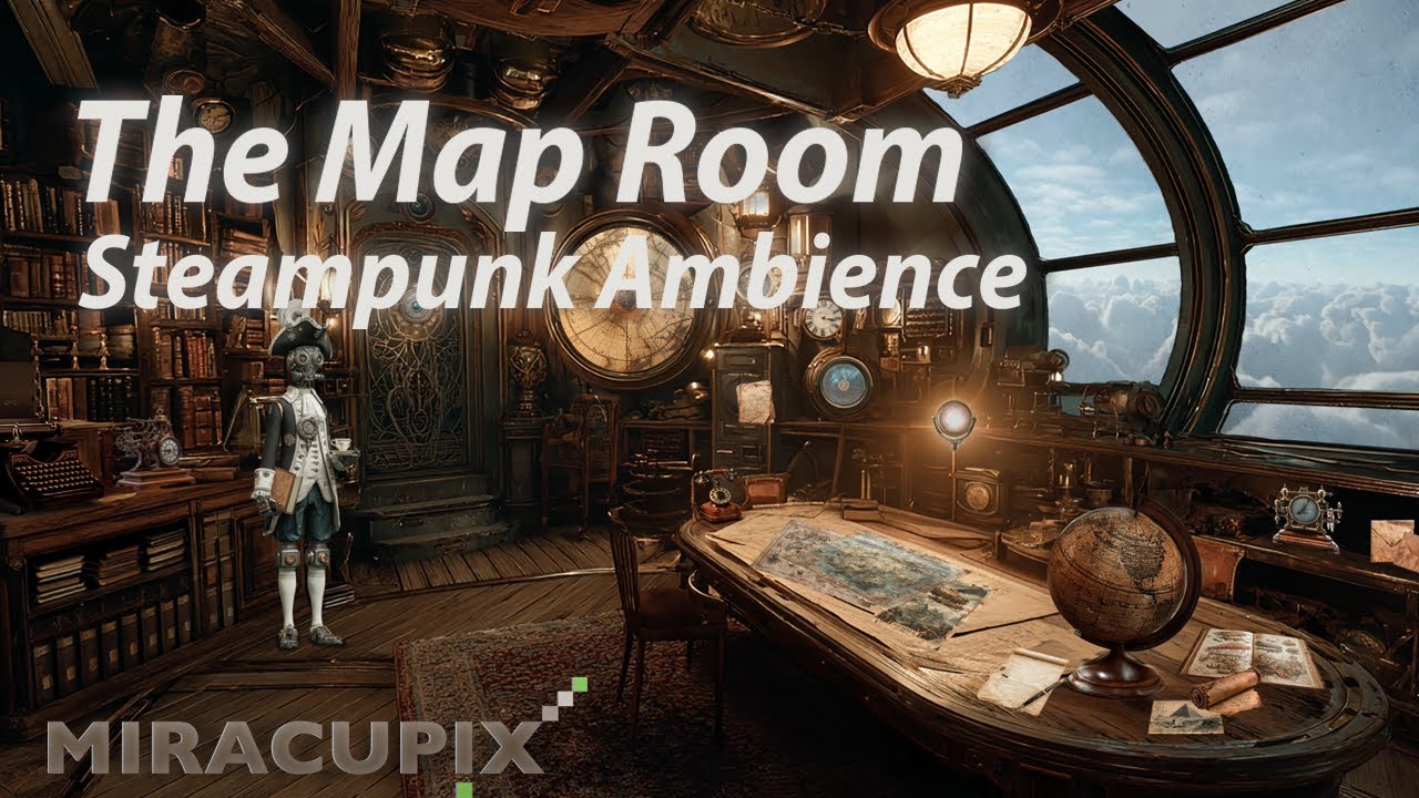 The Map Room – Steampunk Airship Ambience | Engine Hum & Clock Ticking