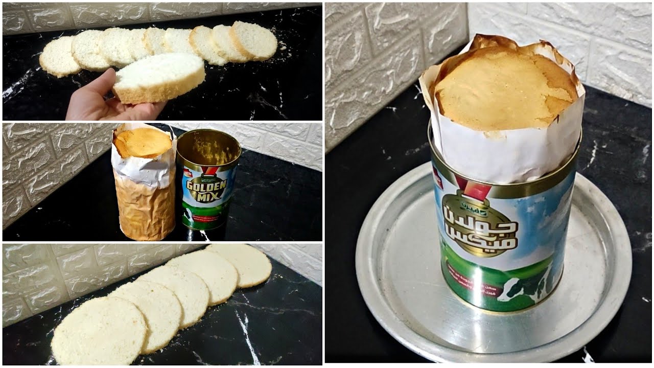 الكيك الاسبونج فى علبه السمنه 🥰 اختراع رووعة عملت أربعة مينى تورته من علبه السمنه #كيك_علبه_السمنه