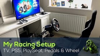 My Sony PlayStation 5 setup, with PlaySeat, Logitech G29 Wheel and Pedals, etc.