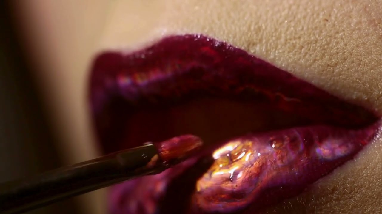 Sensual Glossy Lips Makeup Extreme Closeups