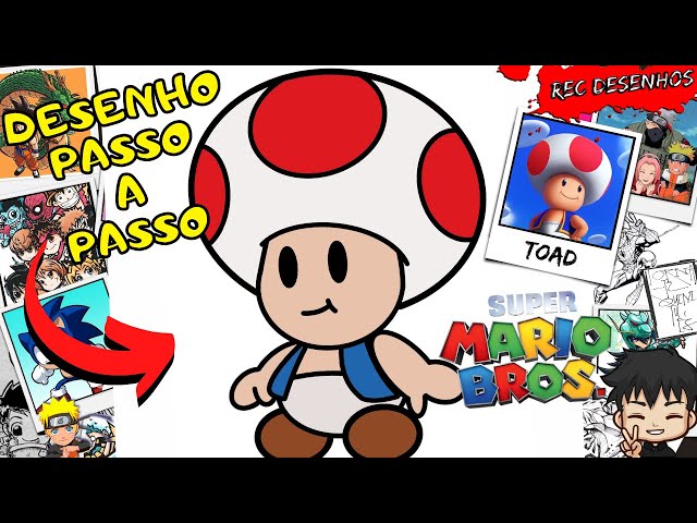 Como desenhar Cogumelo Toad Super Mario Bros 