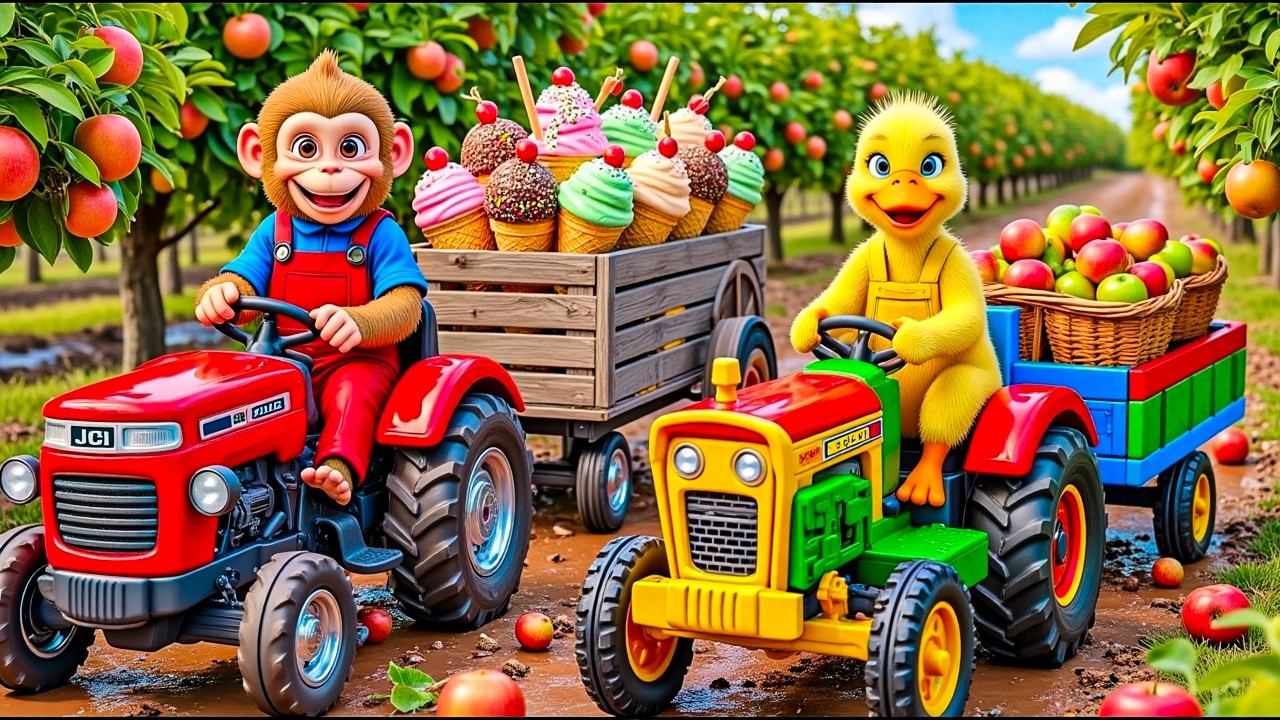 Guarda Monkey BoBo and Duck Team Up to Harvest Apples and Make Sweetest Ice Cream! su YouTube Guarda Monkey BoBo and Duck Team Up to Harvest Apples and Make Sweetest Ice Cream! su YouTube