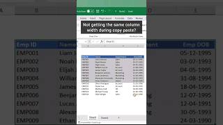 Keep the same column width while pasting data in Excel #exceltutorial