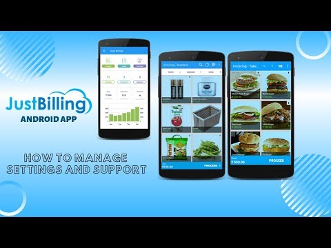 Just Billing Android App-  How to manage settings and support? - video from Just Billing