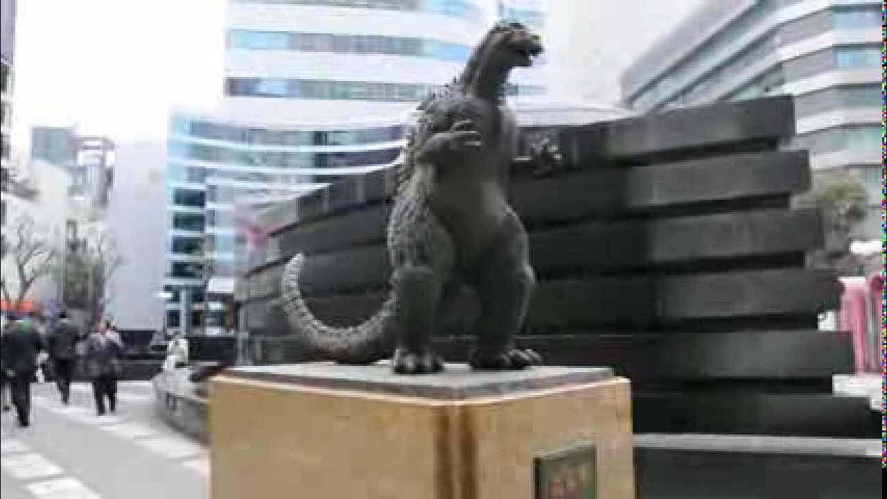 Godzilla Statue in Ginza, Tokyo, Japan right by the Toho building YouTube