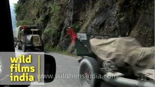 Army trucks on way to Indo-China border, in Sikkim