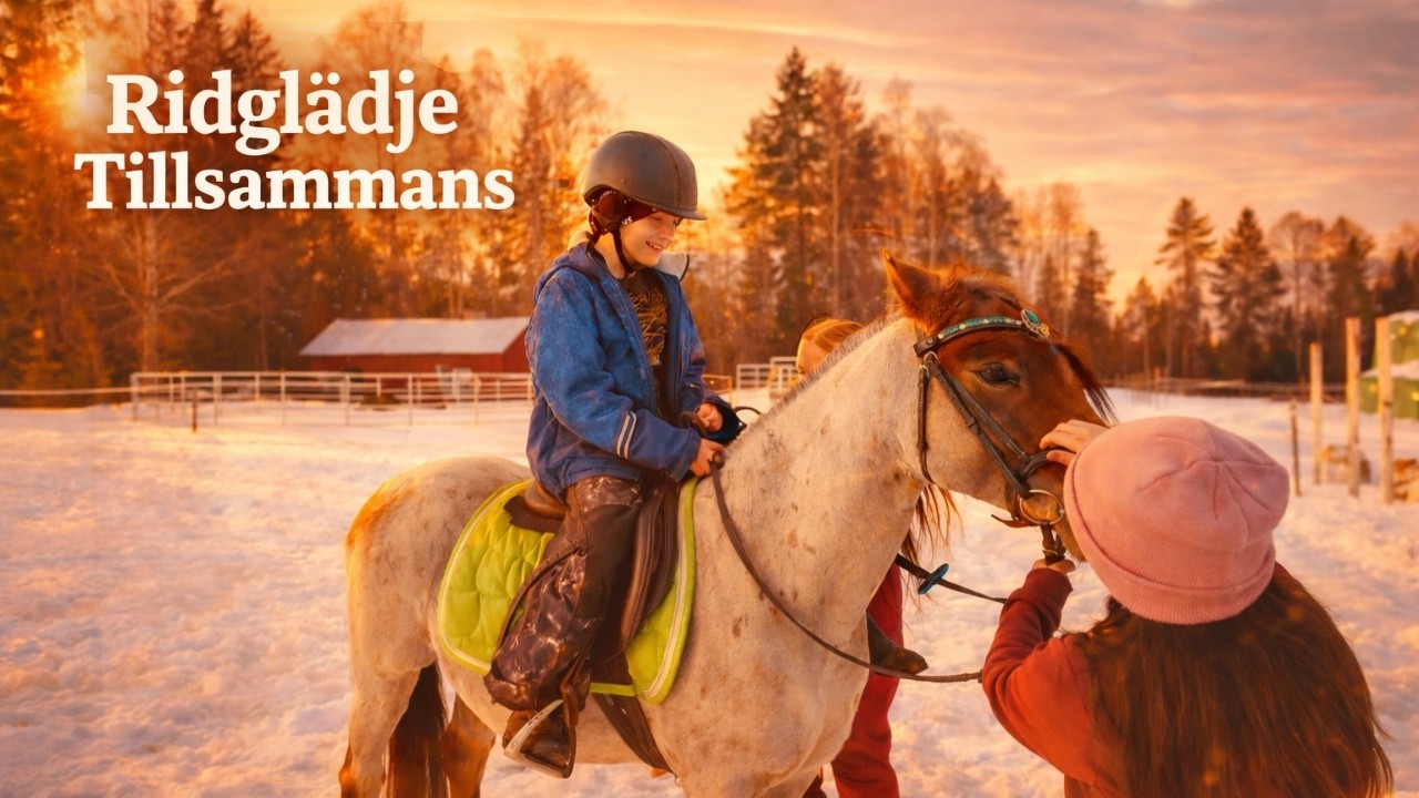 En vinterdag med hästarna ❄️ Barnen rider på ridbanan