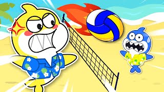 Baby Shark Summer Play Volleyball On The Beach | Baby Shark Song - Nursery Rhymes | 2D Billions