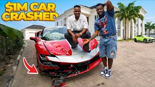 He crashed his 1 Million Dollars 💵 Ferrari 🏎️🏎️
