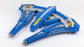 A LEGO spaceship from Duplo railroad tracks