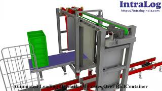 Automated Loading Of Stack Of Crates Over Rollcontainer