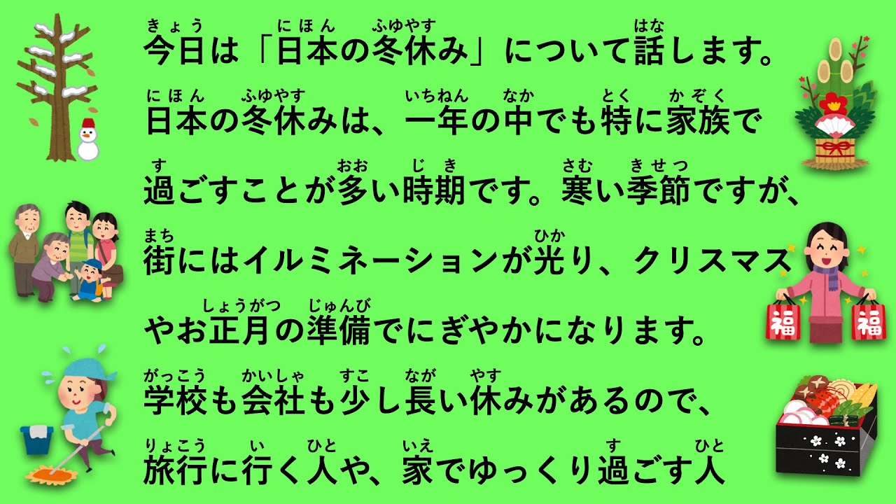 【JLPT N3】日本の冬休み #147