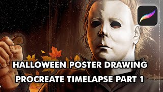 Halloween Poster Drawing- Procreate Timelapse - Pt. 1 Michael Myers screenshot 3