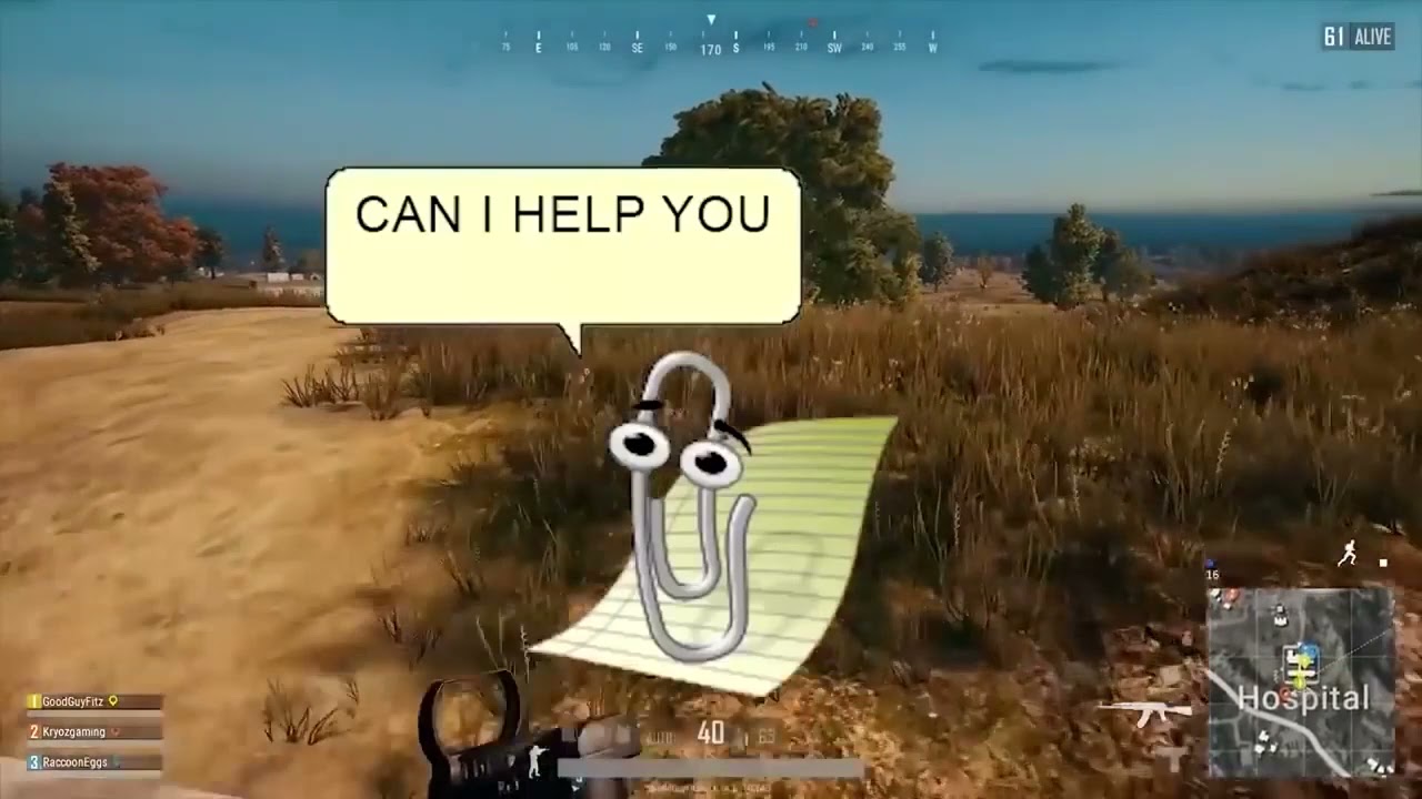 The Microsoft paperclip but with Gilbert Gottfried's voice 