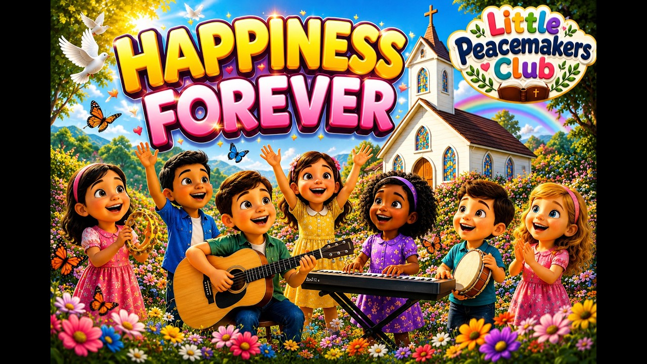 🌈 Happiness Forever 🎵 | Joyful Kids Christian Worship Song ✝️ | Little Peacemakers Club 💖