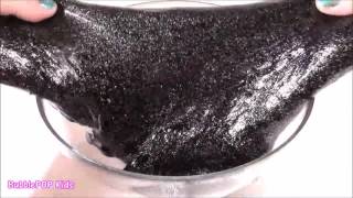 DIY MLP Bon Bon Black SPARKLE SLIME! Make Your Own Super Sparkly Stretch Putty! Decorate Jar! FUN