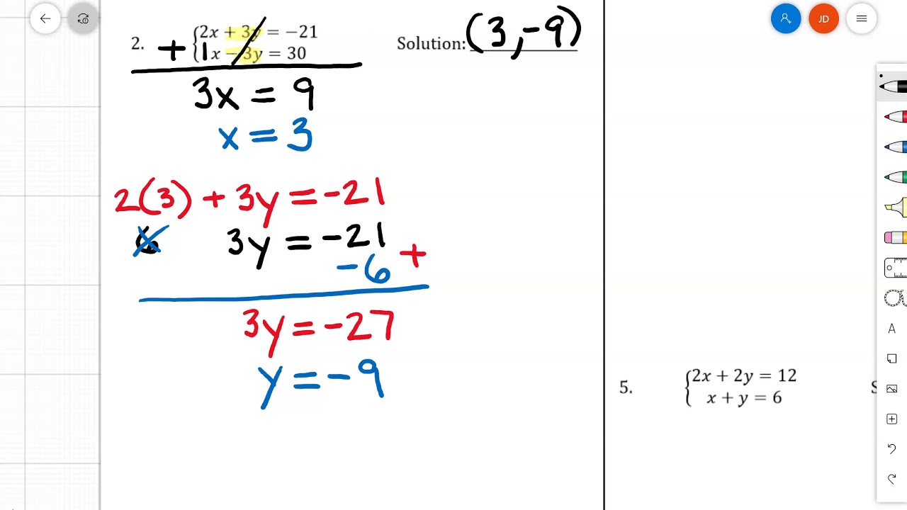 4 13 Algebra Elimination 7 Examples YouTube 4 13 Algebra Elimination 7 Examples YouTube