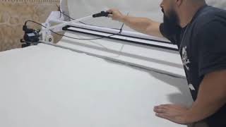 Uso de carro extendedor de tela Dapet con sistema de corte incorporado
