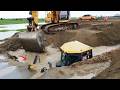 OMG! COLLAPSE! MUD TRAP! Bulldozer Sinking into Deep Muddy and Skills Operator Excavator Recovery