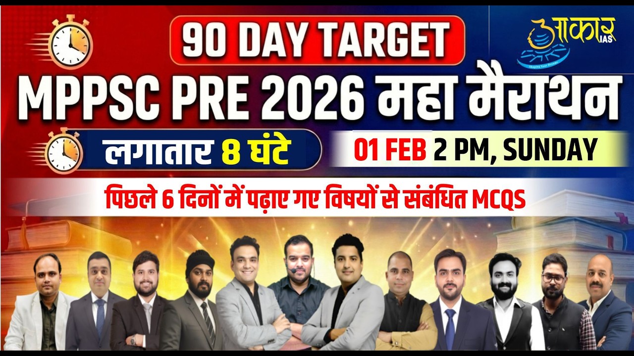 MPPSC Prelims 2026 Maha Marathon | 8 Hours PYQ Series + Strategy | 90 Day Target | Aakar IAS