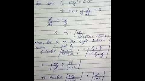 Find the angle of intersection of the curves: x^2 - y^2 = a^2 and x^2 + y^2 = a^2√2