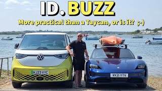 VW ID. BUZZ review and family practicality test v Taycan (another £70k EV) just for fun…