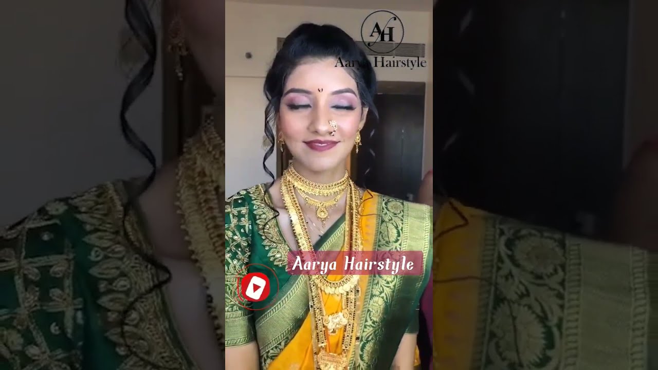 Maharashtrian bride wearing traditional saree and bridal jewellery. Bridal  nath. Bridal braid hair… | Wedding hairstyles, Indian bridal hairstyles,  Bride hairstyles