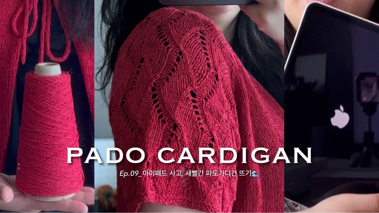 나는 새빨간 파도가디건을 뜰꺼야 | 뜨개로그EP09 | 아이패드에어M2 11 | 꼬매다 | 썸머울비스코스인견레드연사