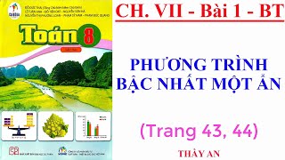 Bài 1 - CHƯƠNG 7 - PHƯƠNG TRÌNH BẬC NHẤT MỘT ẨN - Bài tập trang 43, 44 - TOÁN 8 - CÁNH DIỀU