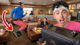 Kangaroo Boots in Restaurants Prank!