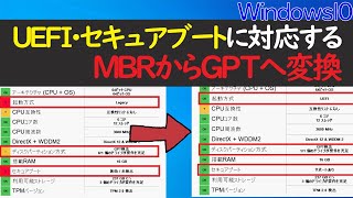 【Windows 10】UEFI・セキュアブートに対応させる（MBRからGPTへ変換）Windows11へアップグレードするための要件を満たす