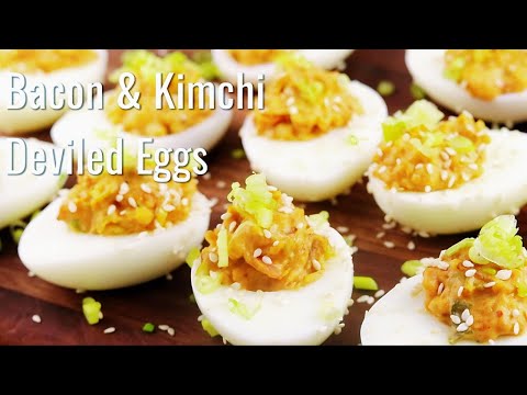 Deviled Eggs With Bacon and Kimchi Recipe